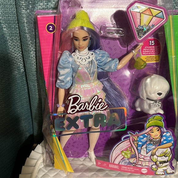 Barbie Toys Barbie Extra Doll 2 In Shimmery Look With Pet Puppy